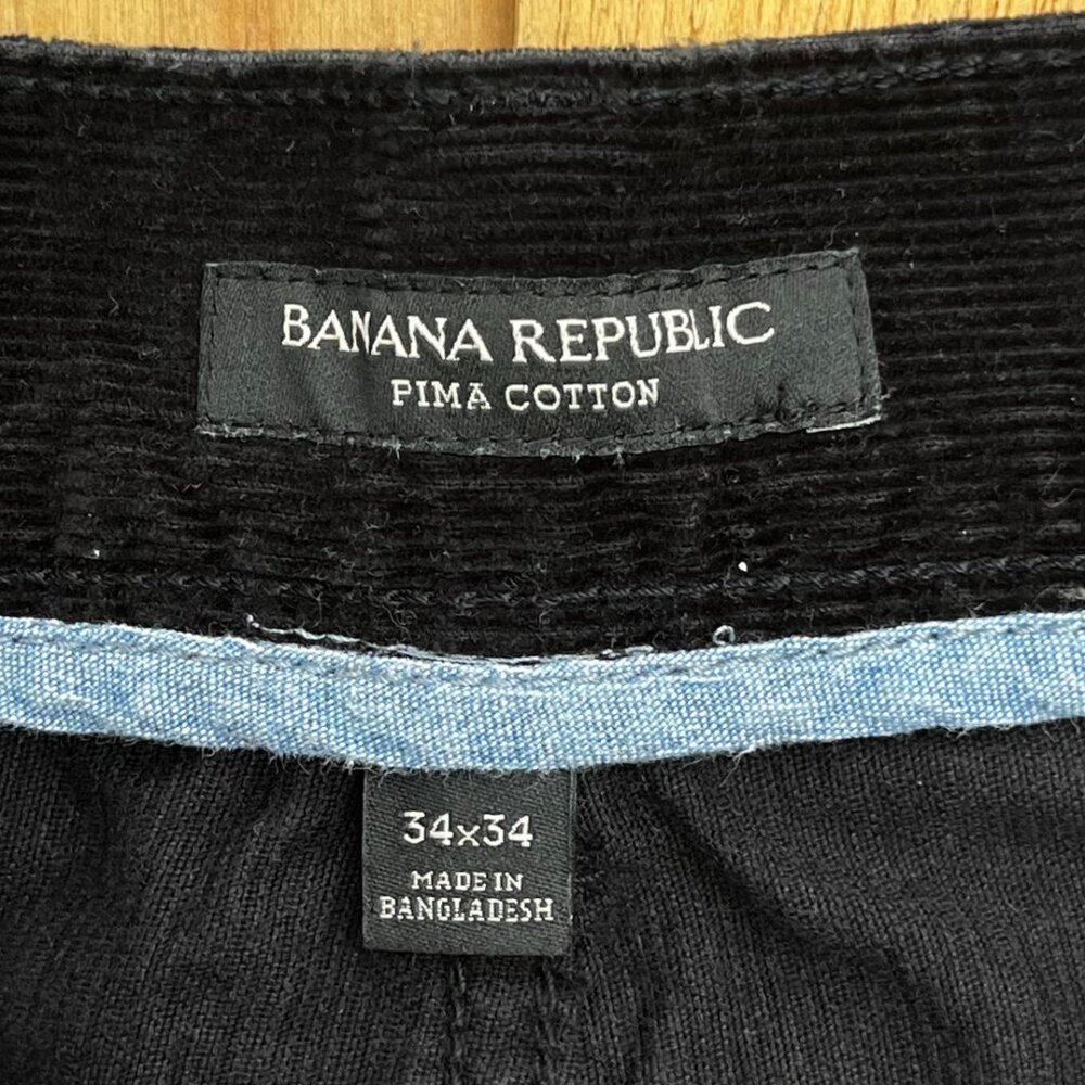 BANANA REPUBLIC PIMA COTTON CORDUROY STRAIGHT JEANS MEN’S sz 34W 34L Black - Picture 7 of 12